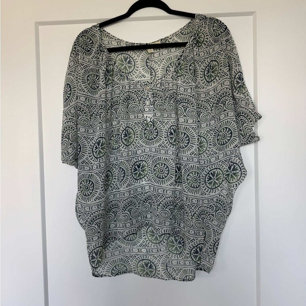 Patterned Green and Blue Women's Top